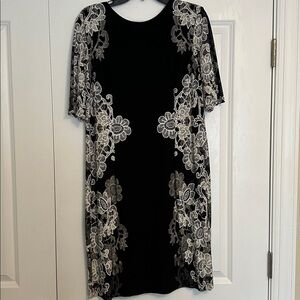 R&K Black and White sheath dress Size 14